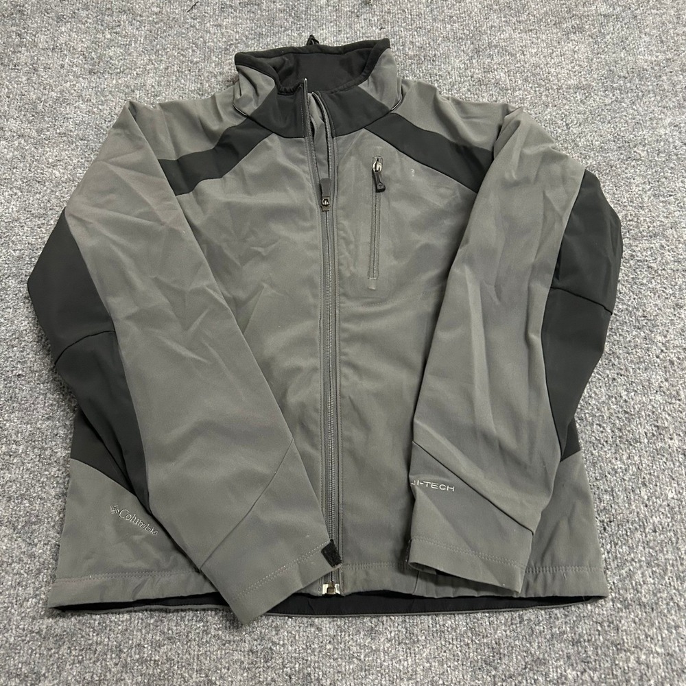 Columbia Jacket Womens Size M Grey Titanium Softshell Interchange Full Zip Stain